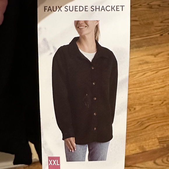 NWT- women’s Faux Suede Shacket - Black. Size XXL - Picture 1 of 8